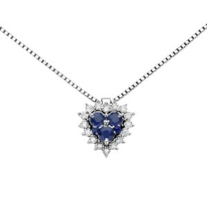 Collana DonnaOro Cuore diamanti e zaffiri