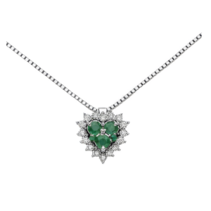Collana DonnaOro Cuore diamanti e smeraldi
